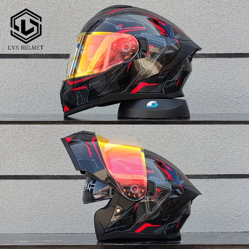 2025 latest motorcycle helmet modular flip helmet casque moto semi full duplex helmet suitable for both men and women LVS-909