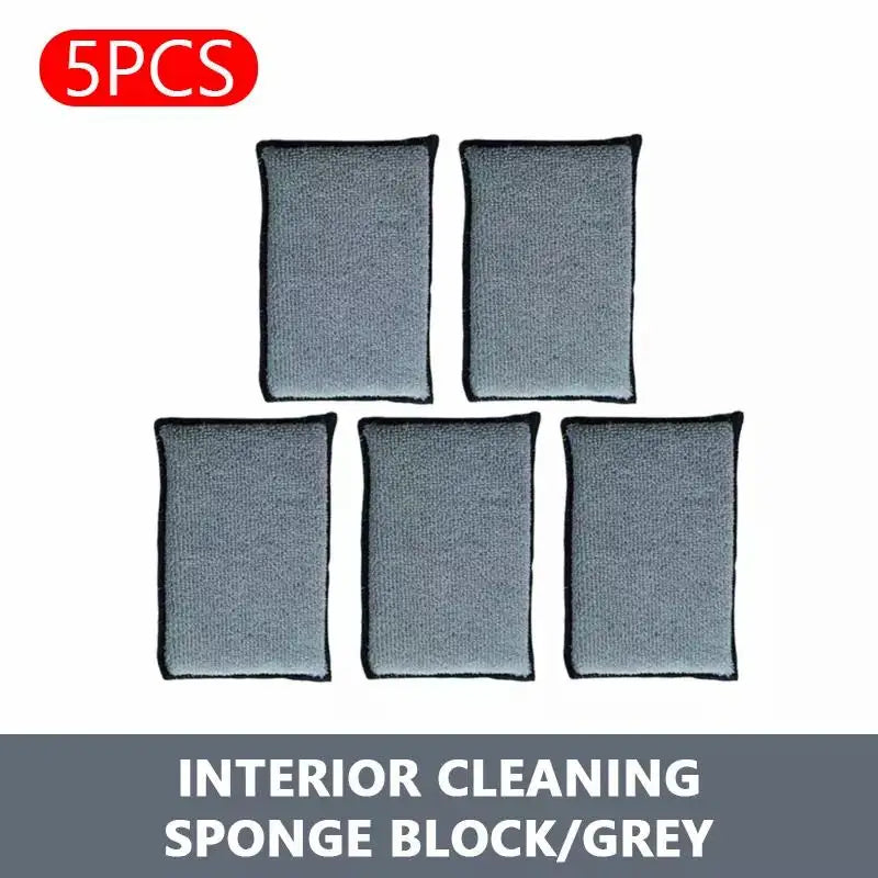 SEAMETAL 2-5PCS Soft Double Side Microfiber Scrubbing Sponge Car Leather Cleaning Microfiber Towel Wax Sponge Car Care Tools
