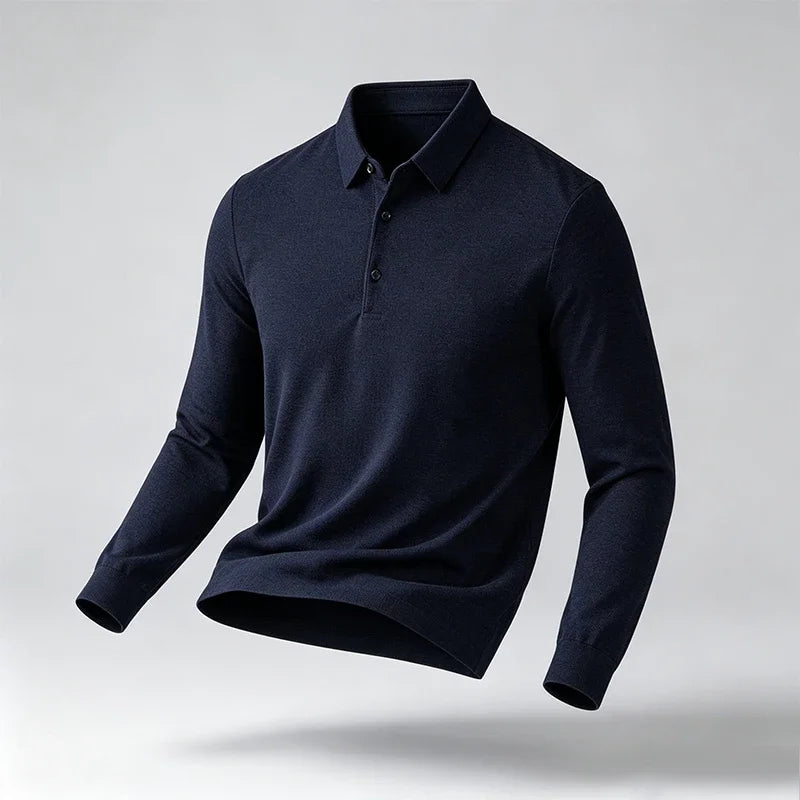 Male Urban Fashion Long Sleeve Polo Shirt Lapel Collar Comfort Texture For City Commute And Daily Street Leisure Matching Look