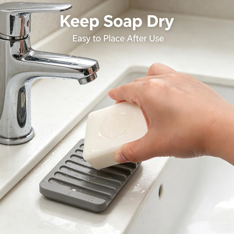 Creative Silicone Soap Box for Bathroom And Kitchen with Self-Draining Design No Water Accumulation