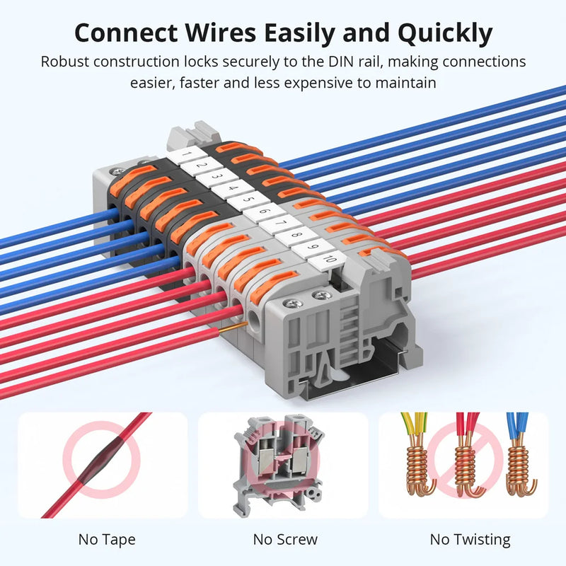 SONOFF Din Rail Wire Connector Universal Compact Wiring Terminal Block Push-in Multi-Purpose for Electrical Cable Connection