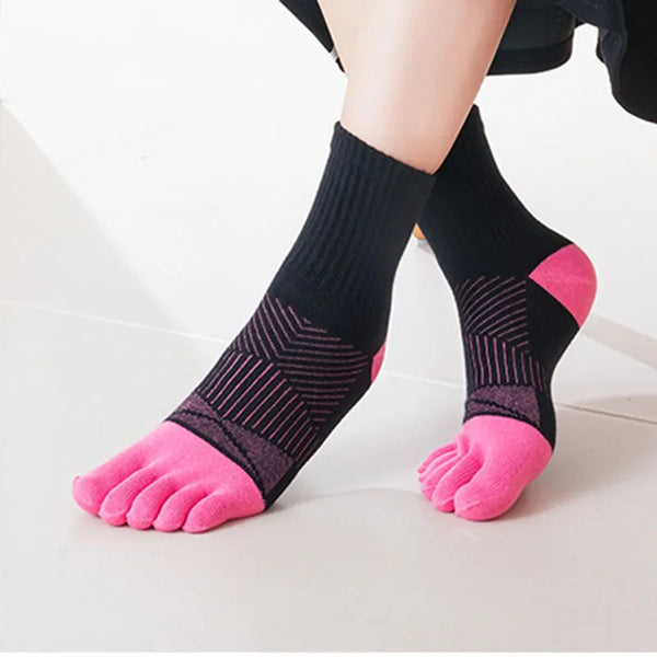 WRELS 1/2/3 Pairs Hiking Toe Socks Moisture Wicking Running Crew Socks Men Women Cotton Breathable Anti‑Blister 5‑Finger Socks