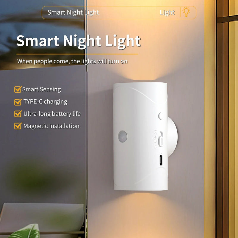 Magnetic LED Motion Sensor Wall Light USB Rechargeable Night Lights Up and Down Lighting for Living Room Bedroom Corridor