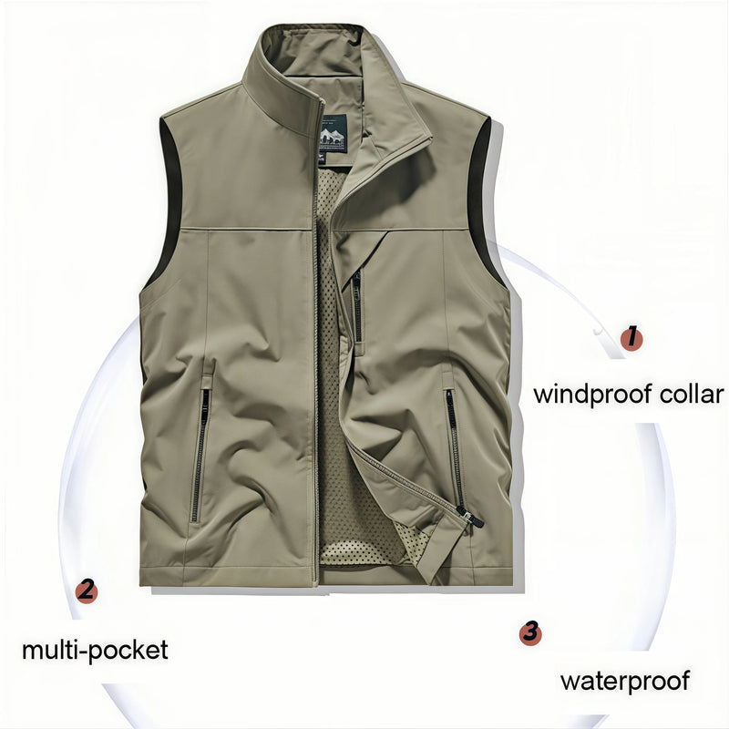 Trendy Fishing Vest Multi-Pocket Vest High-End Custom Text Logo Printed Brand Work and Leisure All-Match