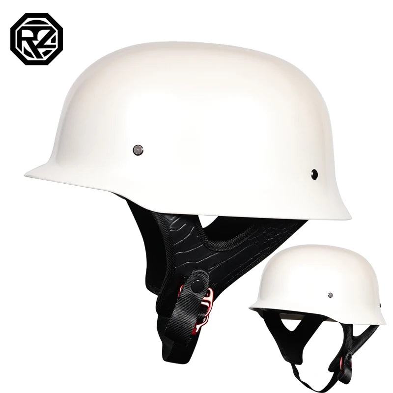 Vintage Motorcycle Cruiser Helmet Half Face German Helmet Motorcycle Helmet Bright Black Car-styling DOT