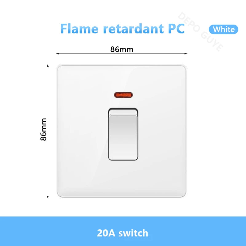 White UK Standard 13A USB Wall Socket Panel,Universal 18W Type-c Quick Charge Socket Plug,Wall Light Switch Electrical outlet