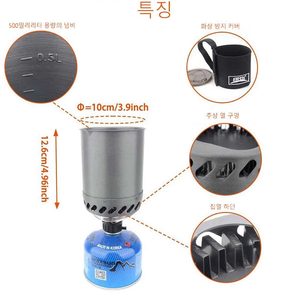 Backpacking Stove System 1500W BRS 61 Outdoor  Integrated Heat Collecting Pot Burner Ultralight Portable Hiking Furnace Cooking