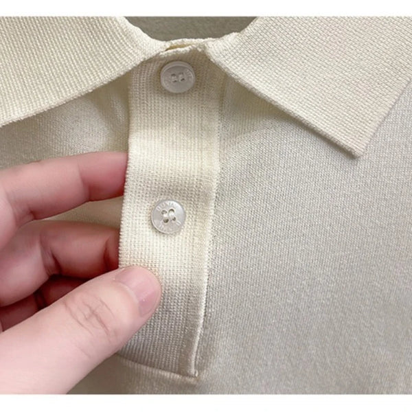 Men's Summer Short Sleeve Polo Shirt | Lightweight Breathable Ribbed Knit | Casual Slim Fit Multi-Color Tops