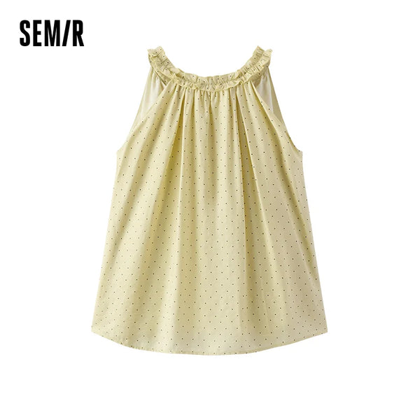 អាវស្ត្រី Semir ឆ្នាំ ២០២៦ លំនាំចំណុចប៉ូលា ដៃអាវគ្មានដៃ រចនាប័ទ្មបែប Retro ទន់ភ្លន់ ធម្មតា ឆើតឆាយ