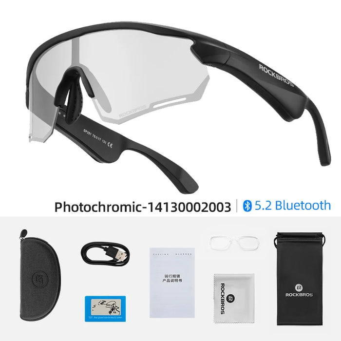 ROCKBROS Polarized Glasses Wireless Bluetooth 5.2 Sunglasses Headset Telephone Driving MP3 Riding Cycling Eyewear UV400 Goggles 14130002003 CHINA