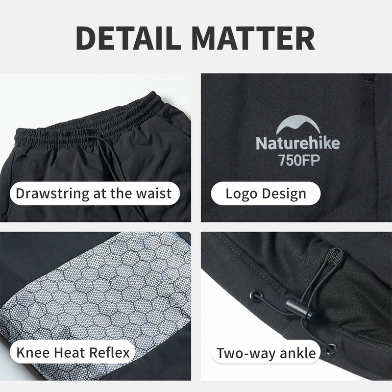 Naturehike Duck Down Pants 750FP Outdoor Men's Women Waterproof Waterproof Winter Pants Skiing Camping Hiking Thicken Trousers