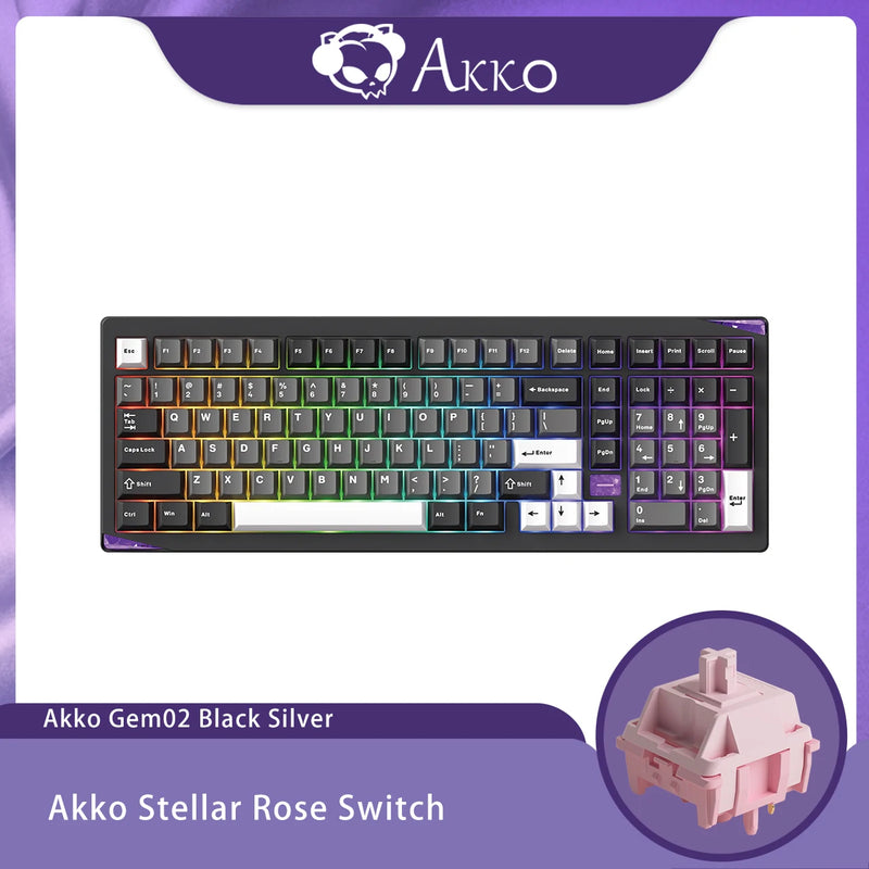 Akko Gem 02 VIA Custom Mechanical Keyboard 1800 Compact Layout with Corner RGB Tri-mode Keyboard Rapid Disassemble Aluminum CNC