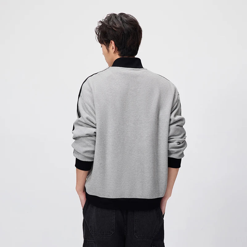 Semir Men Jacket Track Stripe Colorblock Letter Embroidery Loose Stand Collar Casual Autumn Outerwear Daily Wear 2026