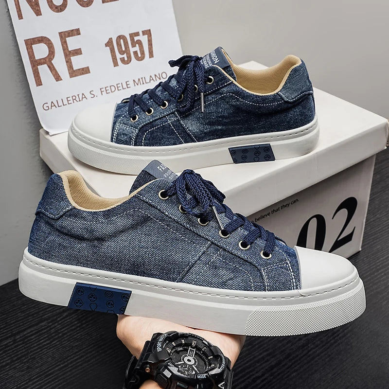 Men's casual canvas shoes four seasons breathable light soft sole comfort outdoor walking shoes fashion flat sports board shoes