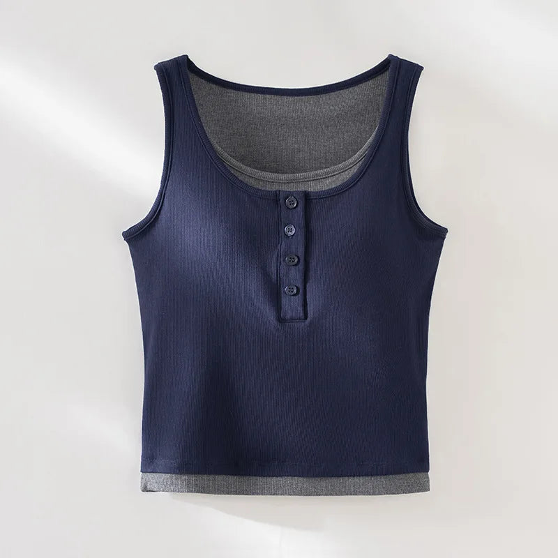 Threaded Chest Pad Sling Vest Integrated Bra Sleeveless Top Women One Piece Sleepwear Pajamas Underwear Bottoming Shirt