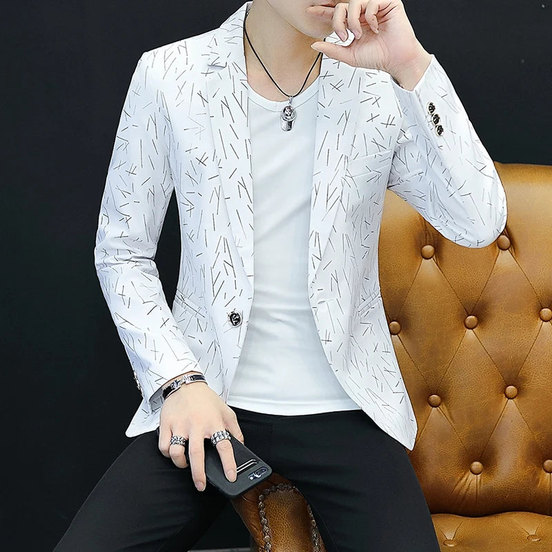 2026 New Men's Suit Jacket, Black Boys' Long-sleeve V-neck Coat, Asian Sizes M-3XL. Gray, Blue, or White Blazers Available