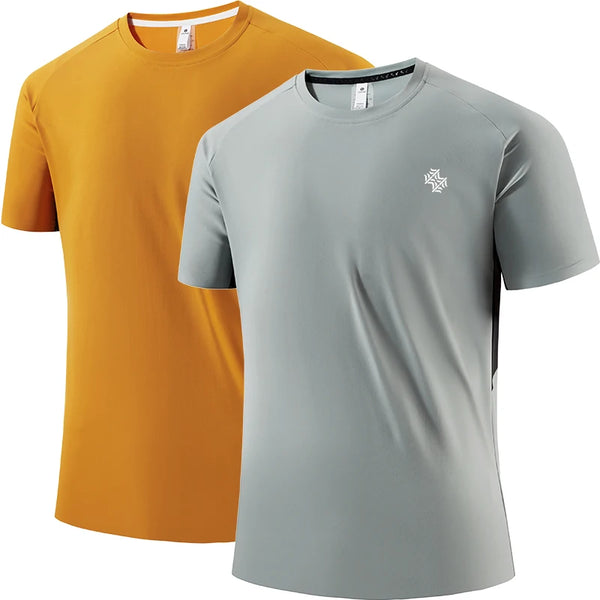 2pcs Quick Drying Men's Running T-shirt Fitness Sports T Shirt Gym Training Tees Breathable Jogging Casual Sportswear Unisex Top