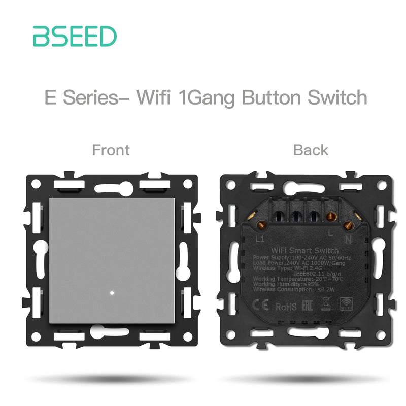 BSEED E Series WIFI Click Light Switch Part 1/2/3/4Gang 2Way Switch Function DIY Part EU Smart Socket Outlets Plastic Frame