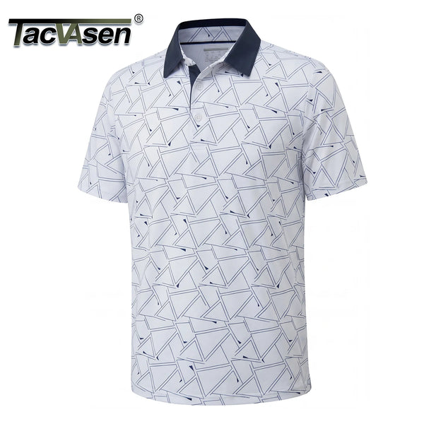 TACVASEN Mens Golf Shirt Moisture Wicking Quick-Dry Print Performance Polo Shirts for Men Lightweight Casual Work Outdoor Tops