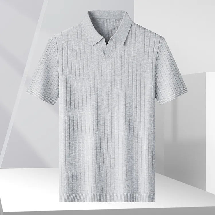Men’s Short Sleeve Polo Shirt – Ribbed Knit, Business Casual, Cooling & Soft, Collar Neck, Solid Colors