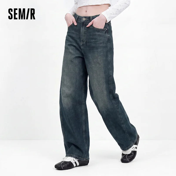 ខោខូវប៊យ Semir សម្រាប់នារី ខោខូវប៊យជើងវែង រលុង សម្អាតបានច្រើនស្រទាប់ រដូវស្លឹកឈើជ្រុះ ឆ្នាំ២០២៦ ខោខូវប៊យបែប Street Style ស្លៀកប្រចាំថ្ងៃ