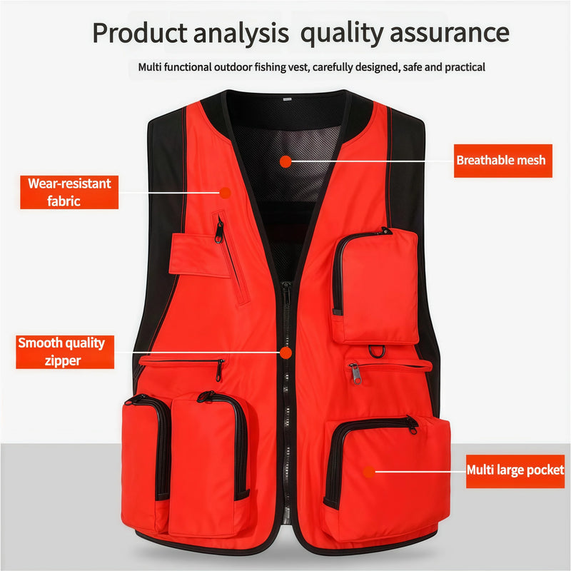 Men's Trendy Multi-Pocket Vest Functional Photographer Vest Work Clothes Korean-Style Trendy Workwear Custom Logo Printing