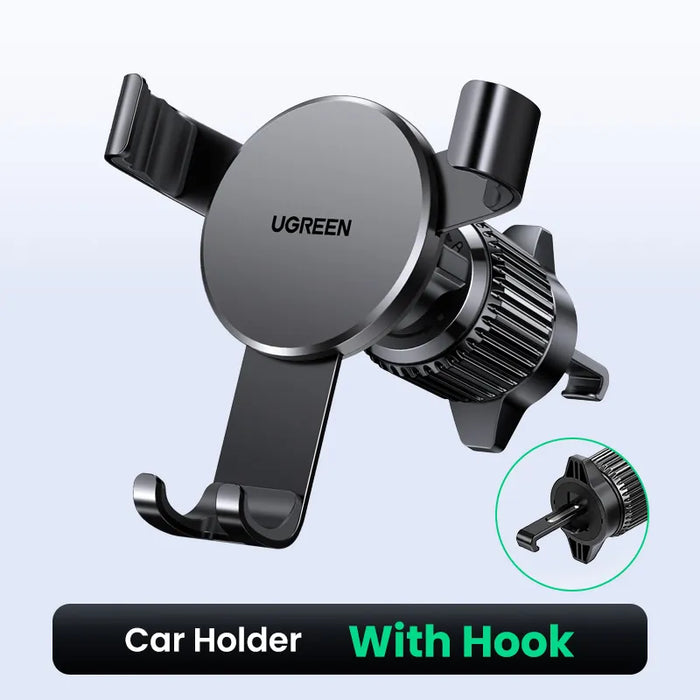 UGREEN Car Phone Holder for Mobile Smartphone Support Cell Phone Stand for iPhone 15 14 Pro Auto Vent Mount Gravity Holder Stand With Hook-Black CHINA