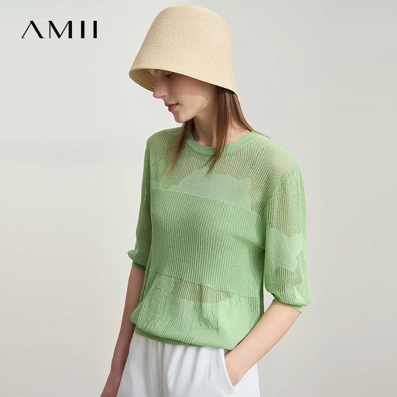 អាវយឺតកមូលសម្រាប់នារី Amii Minimalist រដូវក្តៅឆ្នាំ ២០២៦ ថ្មី ដៃខ្លីស្តើង រលុង សម្រាប់ធ្វើដំណើរ 12542049