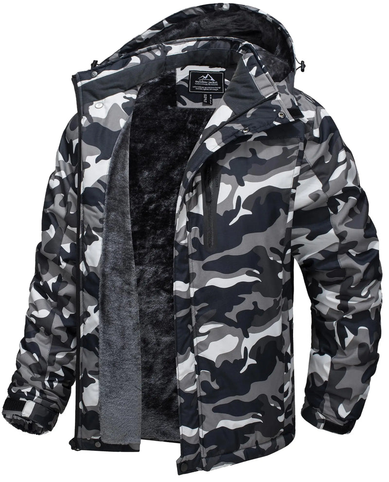 TACVASEN Winter Thicken Ski Snowboard Jacket Mens Fleece Waterproof Hiking Jackets Outdoor Mountain Trekking Windbreaker Parka