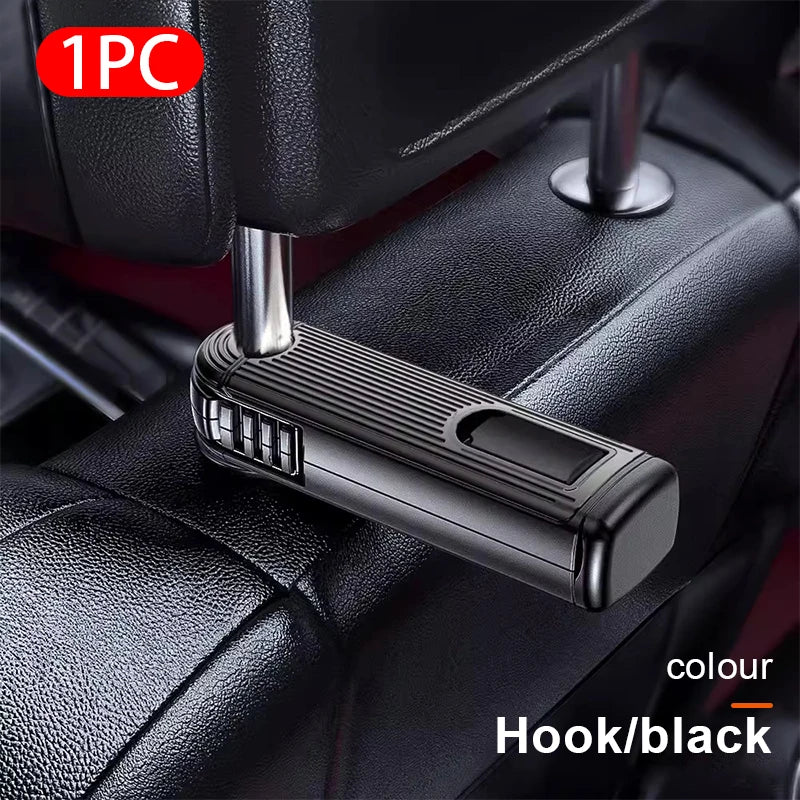 SEAMETAL 2-in-1 Multi-functional Car Headrest Phone Holder Auto Hidden Rear Seat Zero Rattling Hook Bracket for Car Accessories