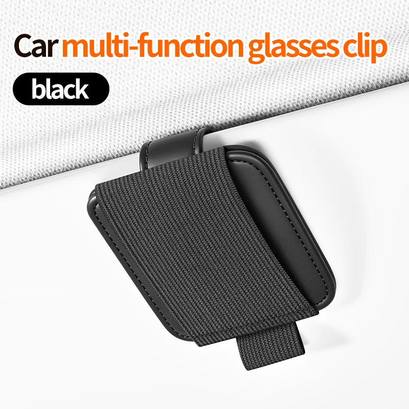 SEAMETAL Car Sun Visor Sunglasses Clip Holder Elastic Eyeglasses Hanger Card Ticket Organizer Pen Holder for Car Accessories