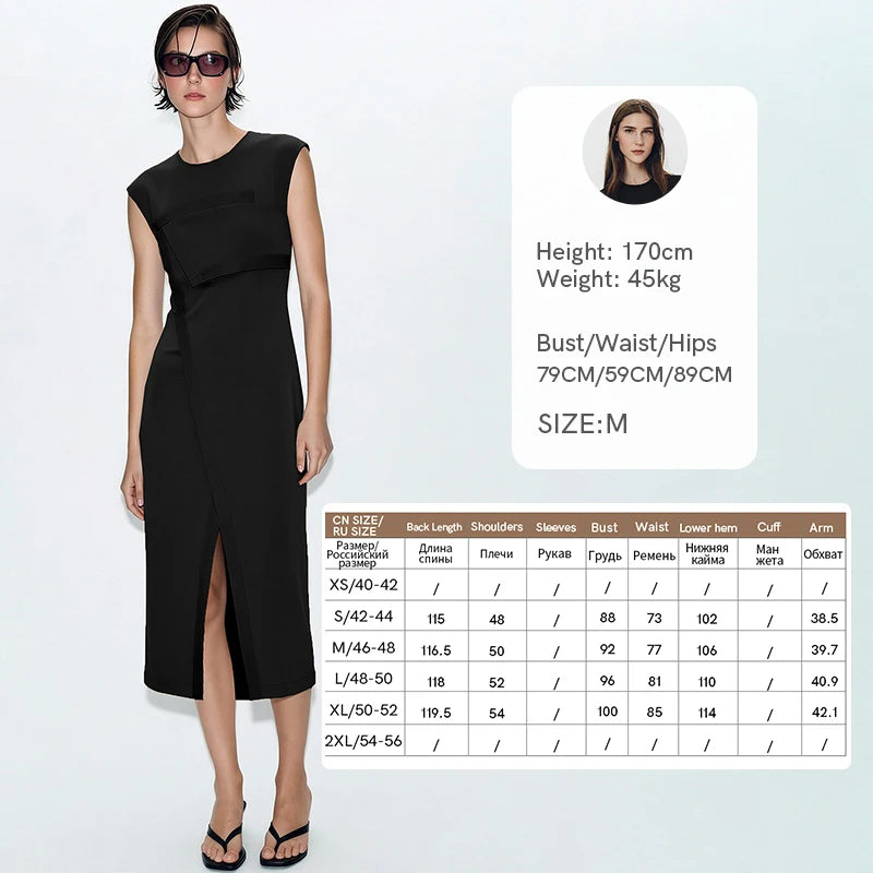 Amii Sleeveless Women's Casual Dresses 2026 Summer New O-Neck Invisible Zipper Slim Office Casual Midi Dress For Women 12652081