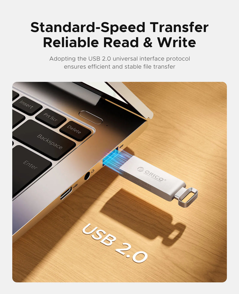 ORICO USB2.0 3.0 Mini USB Flash Drive Metal Thumb Drive Memory Stick Zinc Alloy with Sturdy Lanyard OTG for Car Computer Office