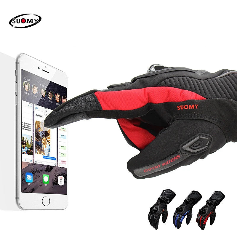 SUOMY Motorcycle Gloves Men 100% Waterproof Windproof Winter Moto Gloves Touch Screen Gant Moto Guantes Motorbike Riding Gloves