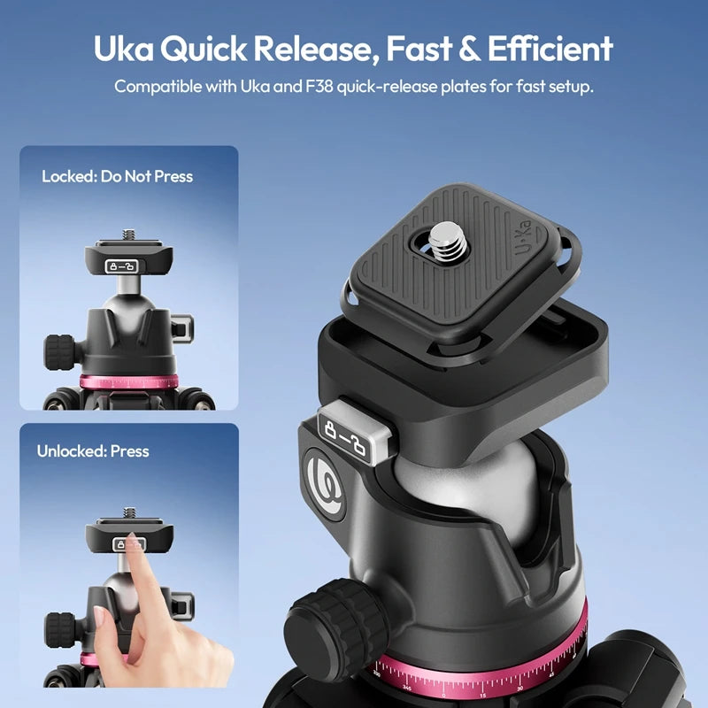 ជើងកាមេរ៉ា Ulanzi Professional 2-in-1 ធ្វើពីសរសៃកាបូន Ulanzi TZ01 សម្រាប់ធ្វើដំណើរ ជាមួយនឹងការបង្វិល 360° សម្រាប់កាមេរ៉ា DSRL ការថតរូប Low Angel Shoot