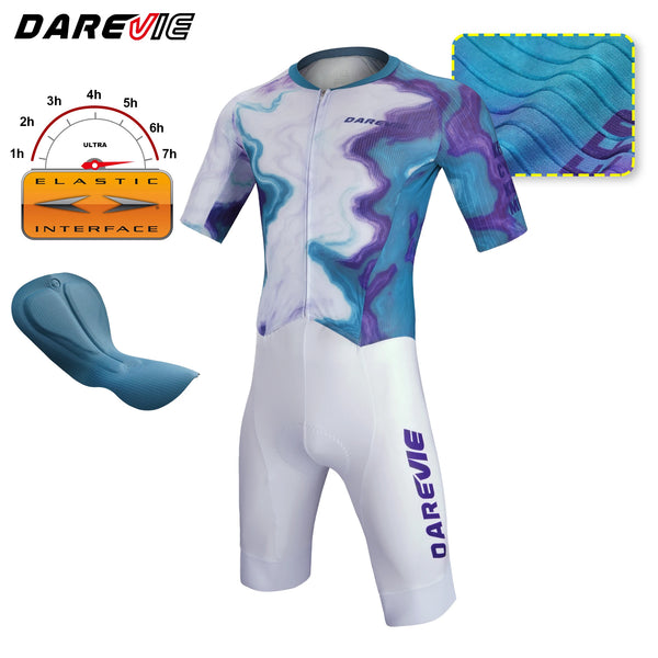 ឈុតជិះកង់បុរស DAREVIE អាវជិះកង់ល្បឿនលឿនប្រឆាំងនឹងកាំរស្មីយូវីកម្រិតខ្ពស់សម្រាប់បុរស អាវយឺត Maillot ស្ងួតរហ័សស្រូបយកសំណើមសម្រាប់បុរស