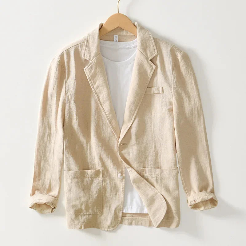 Men’s Lightweight Linen Blazer Jacket – Business Casual Single Breasted Coat Office, Daily, Travel, Party, Wedding Guest