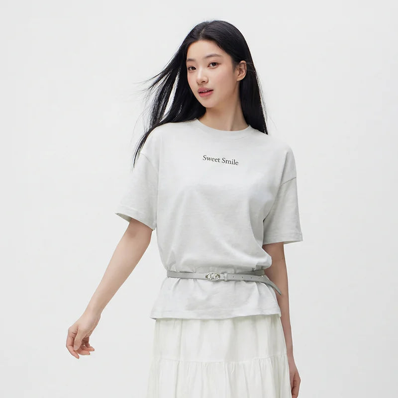 Semir Womens Tshirt 2026 Printed Pure Cotton Loose Lazy Style Unique Design Casual Soft Daily Wear