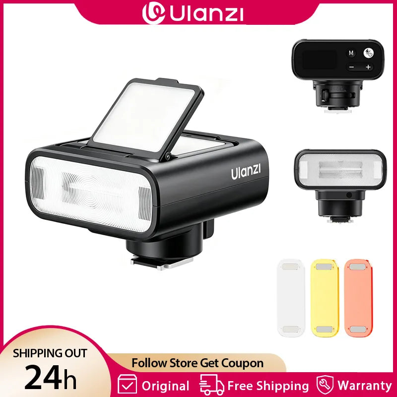 ភ្លើងភ្លឹបភ្លែតៗ Ulanzi FT16 TTL សម្រាប់កាមេរ៉ា ជាមួយភ្លើងត្រឡប់ដែលអាចលៃតម្រូវបាន 90° សម្រាប់ Sony ZVE10 A6400 A7M3 A7MIV ភ្លើងភ្លឹបភ្លែតៗ Speedlite 2500-6500K