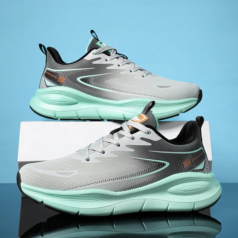 Mens Running Shoes 2025 New Mesh Breathable Comfortable Sports Shoes Trendy Casual Flat Lace-up Sneakers for Men