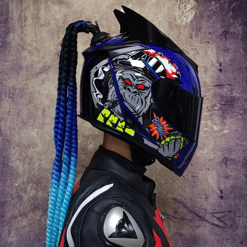 Motorcycle full face helmet double lens fashion quick release racing helmet Casco Casque Moto approved motorcycle accessories