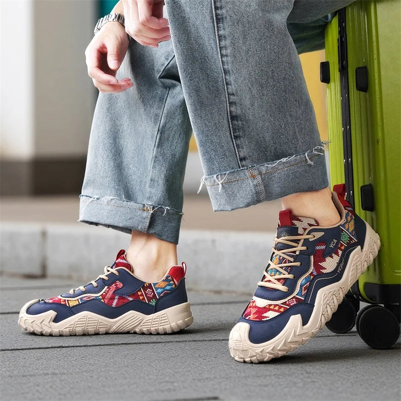 Men's flat tide casual sneakers summer walking shoes soft-sole outdoor running shoes breathable lightweight speed sports shoes