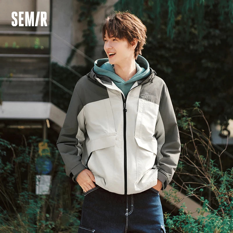 Semir Casual Functional Jacket Men 2026 Spring Waterproof Stain-Resistant Oilproof Couple Style Trendy Loose Outerwear