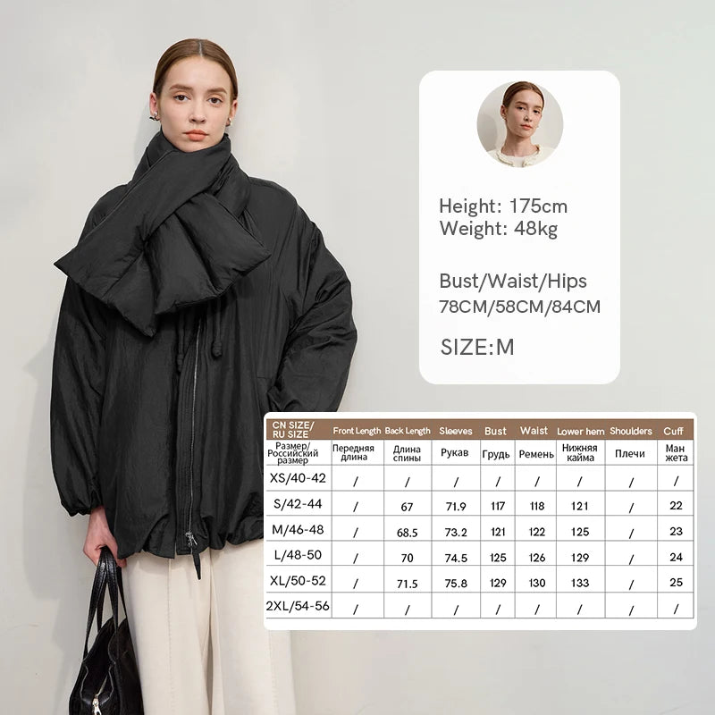 AMII Down Coats 2026 Winter New Warm Casual O-Neck Long Sleeves Solid Color Down Jackets Woman Zipper Loose Jacket Top 12554030