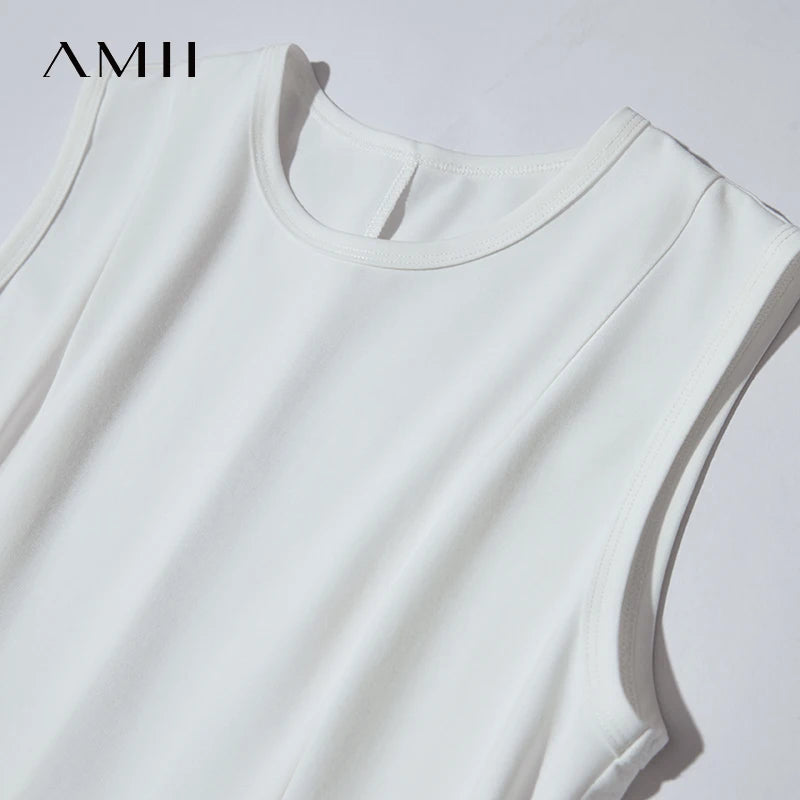 រ៉ូប Amii Minimalist រដូវក្តៅថ្មីឆ្នាំ ២០២៥ រ៉ូបប៉ាក់រាងអក្សរ A សម្រាប់ស្ត្រី រ៉ូបពណ៌ខ្មៅបែបចរ 12552054