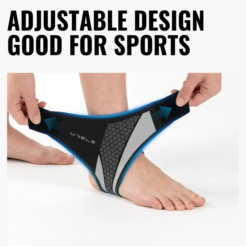 WRELS Ankle Brace Compression Sleeve Slim Fit Breathable Adjustable Basketball Running Football Gym Athletic Sport Ankle Support