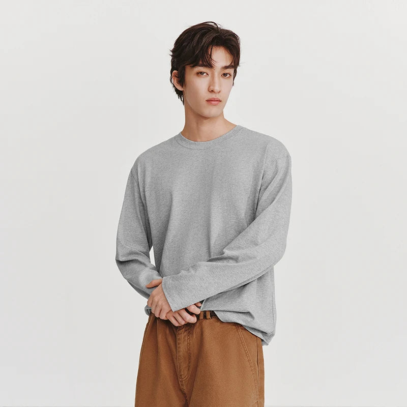 Semir Versatile Tshirt Unisex 2026 Spring Autumn Cotton White Basic Inner Layer Casual Couple Style Daily Wear Top