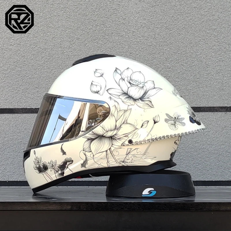 ORZ Motorcycle Helmet with Customized Large Rear Wing Full Face Adult Racing Capacetes de Moto DOT Approved