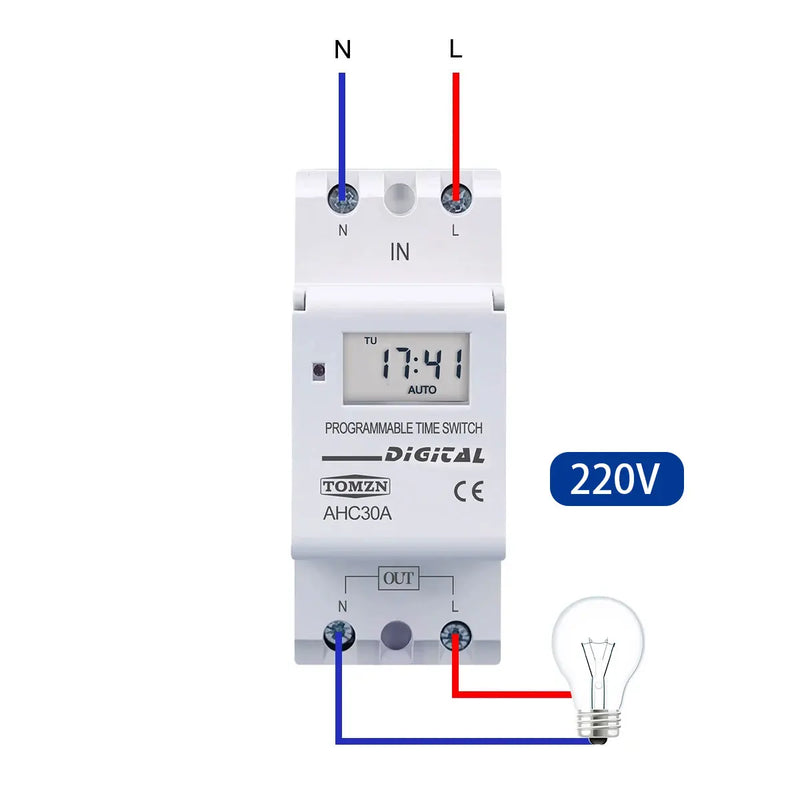New Type Din Rail 2 Wire Weekly 7 Days Programmable Digital TIME SWITCH Relay Timer Control AC 220V 230V 12V 24V 48V 16A