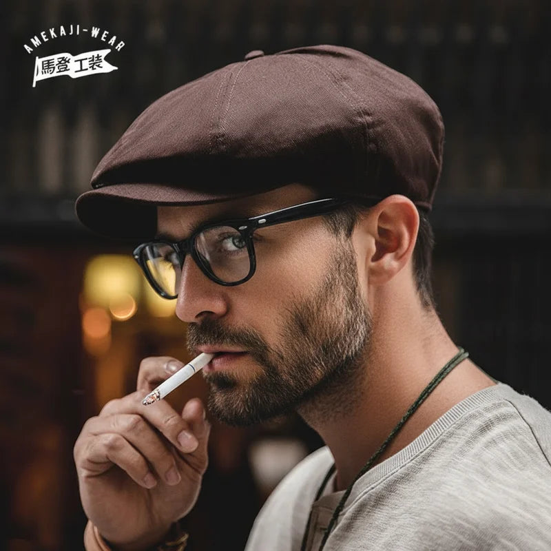 Maden Men's Casual Newsboy Hat Retro Beret Painter Cap Peaky Blinder Wild Casual Octagonal Cap Baseball Coffee Fashion